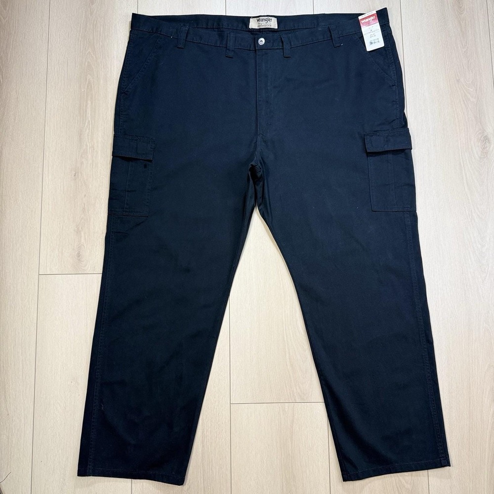 Wrangler Authentics‎ Black Cargo Pants Men's Size 54x32 Relaxed Fit 100% Cotton